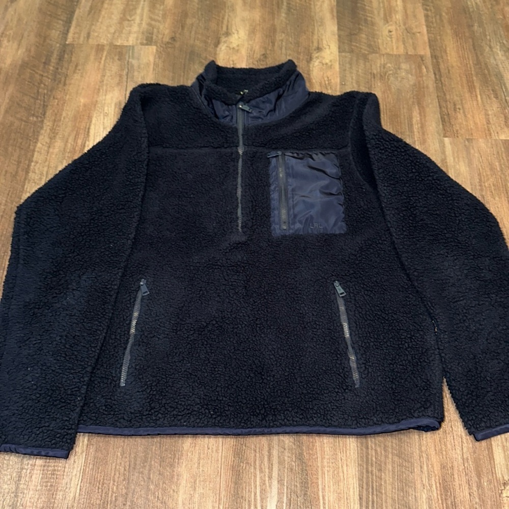 Lauren Ralph Lauren Women’s 1/2 Zip‎ Pullover Navy Teddy Faux Sherpa size L